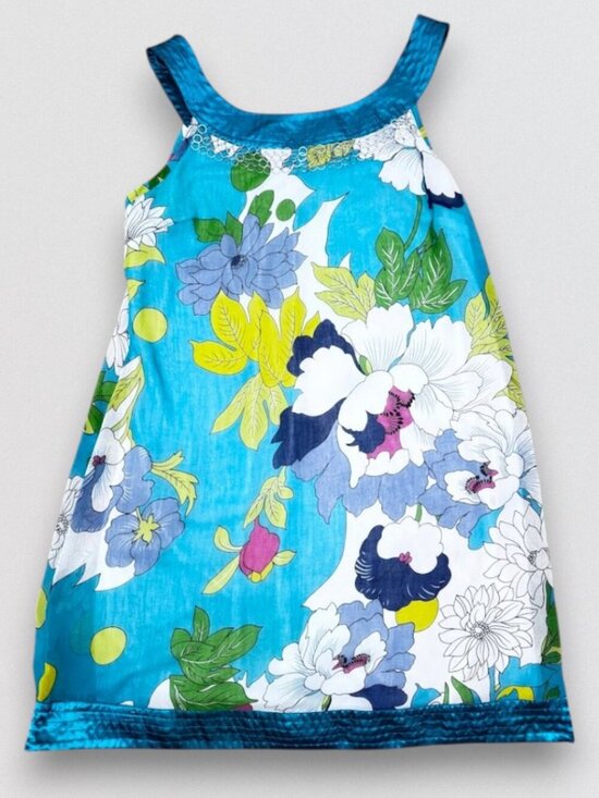 Peppe Peluso Dresses & Skirts - Turquoise Floral Shift Dress Sleeveless Lined Tropical Resort Large